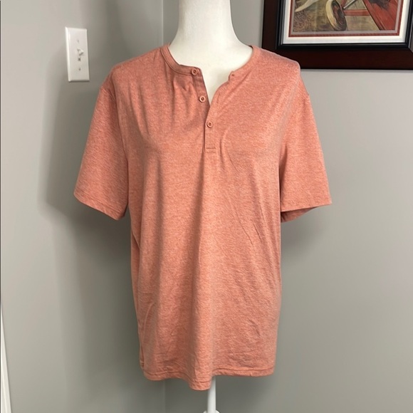 01.Algo Other - 01.ALGO Quick Dry Performance Short Sleeve T-Shirt Henley Orange Recycled UPF